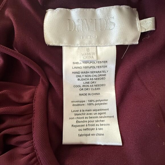 David's Bridal Women Dress Sz 8 Wine F19533 Halter Bridesmaid Prom Formal - Picture 4 of 8